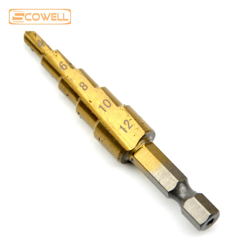 30% off 3pcs Step Drill Bits For Wood Working 4-12mm 4-20mm 4-32mm Metric 4/8/14 Steps Titanium Coated | Инструменты