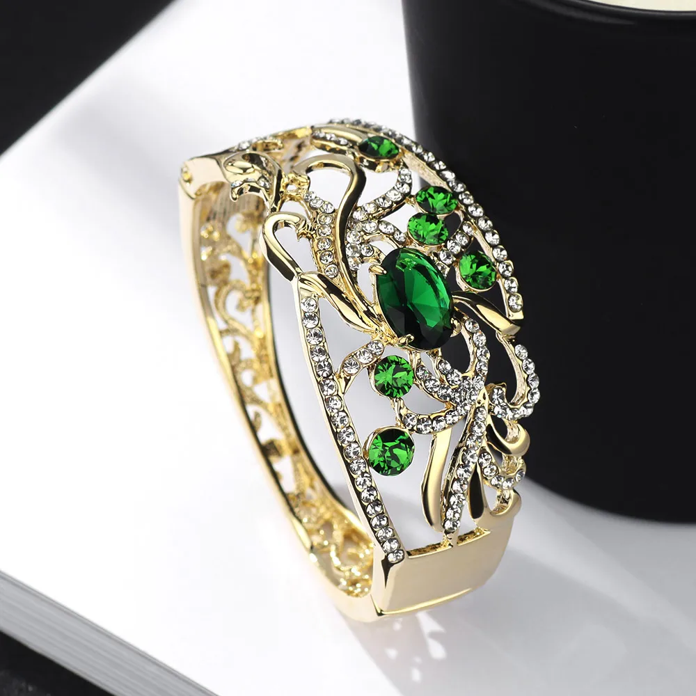 Neoglory австрийский хрустальный светильник желтое золото большие браслеты манжеты