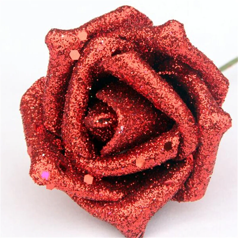6 см искусственные с блестками розы для рукоделия синяя волшебница многоцветный
