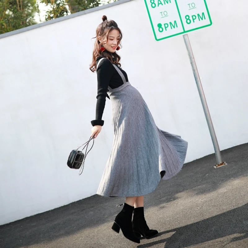 GRRCOSY корейские юбки женские Осенние для беременных эластичный пояс ремень юбка