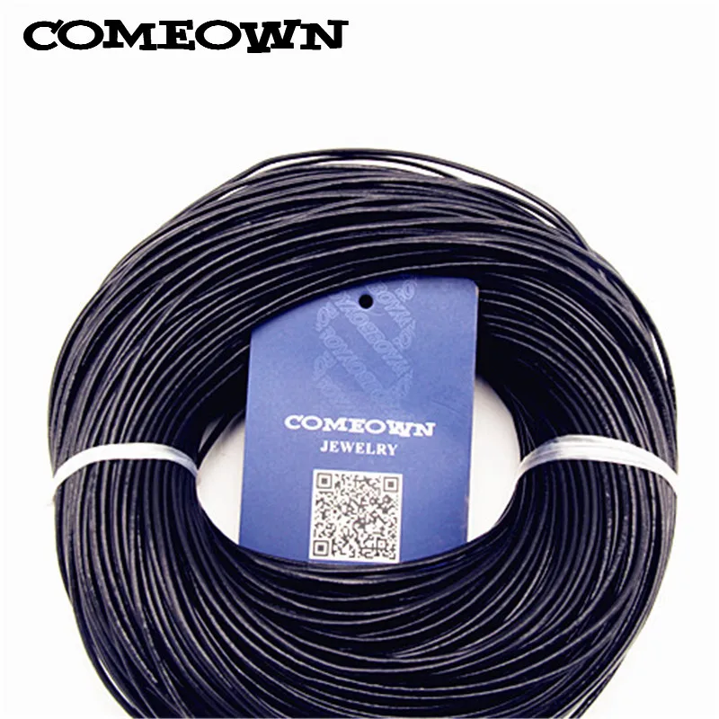 COMEOWN 20 метров черный шнур из натуральной кожи 2 мм круглый веревка для бисера