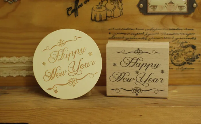 DIY Happy New Year резиновые деревянные штампы для carimbo stempel открытка или Закладка штамп