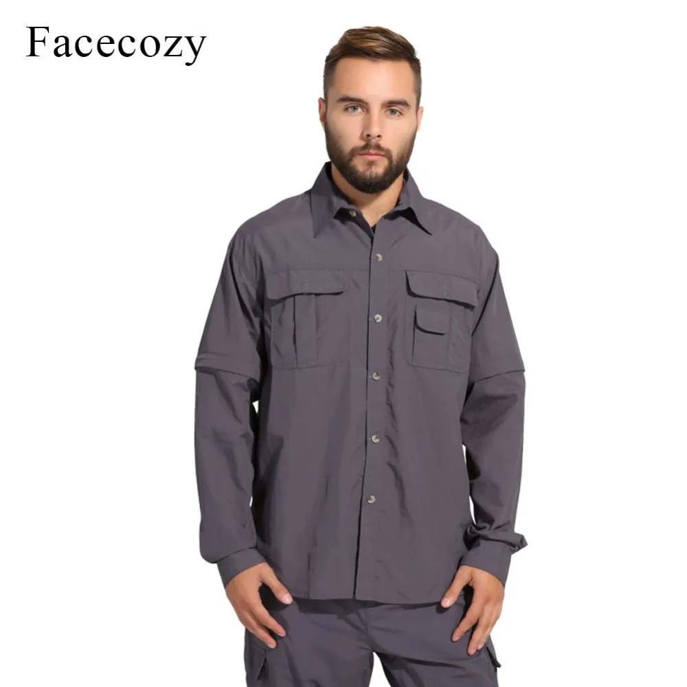 Мужская рубашка для альпинизма Facecozy быстросохнущая со съемным креплением|shirt and