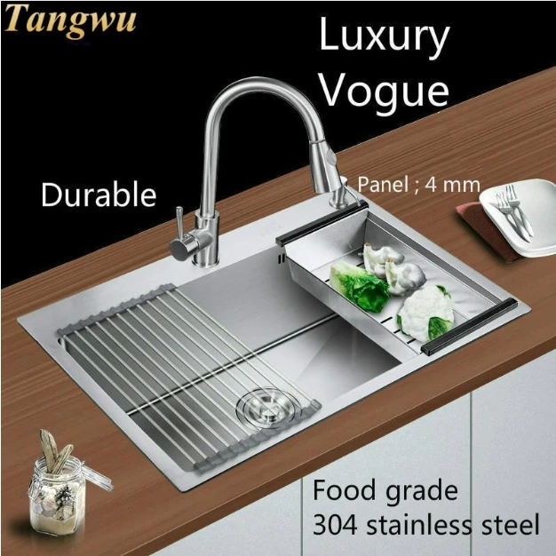 Бесплатная доставка стандартная кухонная раковина толщиной 4 мм ручная с одним