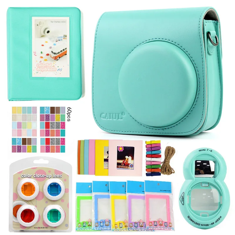 Новые аксессуары для камеры Fujifilm Instax Mini 8/8+/9 кожаный чехол-сумка с ремешком для съемки крупным планом наклейка для селфи фильтр для объектива фотоальбом