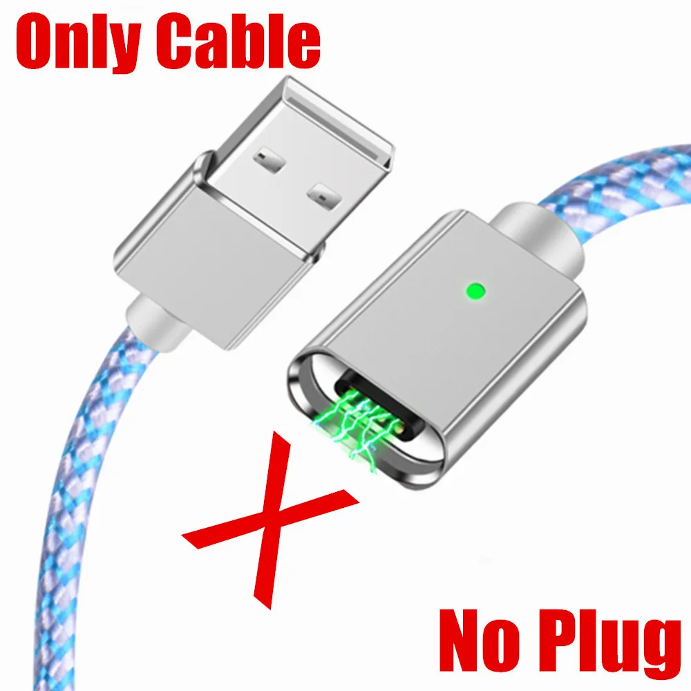 Only Cable No Plug Магнитный usb-кабель для зарядного устройства Micro type-c для iPhone Xs 8 X Max samsung Xiaomi Android, быстрый usb-адаптер, Магнитный зарядный Дата-кабель - Цвет: Only Cable No Plug
