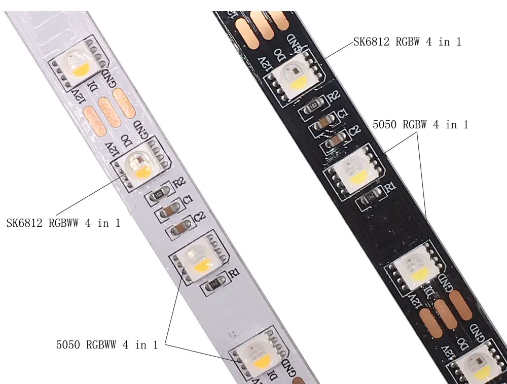 SK6812 5050SMD RGBW(Similair WS2812b) 4 в 1 DC12V индивидуальная Светодиодная лента IP30/IP65/IP67 60 светодиодов/Pisxels/m