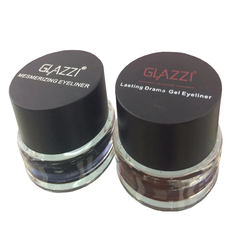 2 шт. черный гель для подводки глаз с кистью легко носить макияж долговечный