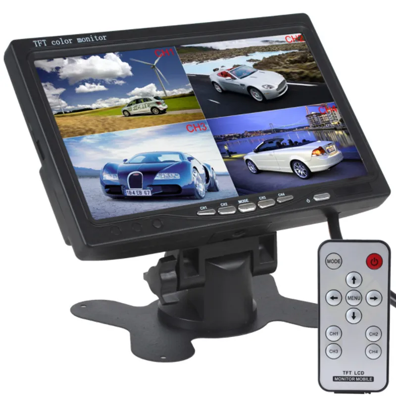 12В 24В 1024P 7 дюймовый автомобильный монитор 4 канальный сплит экран Quad цвет для