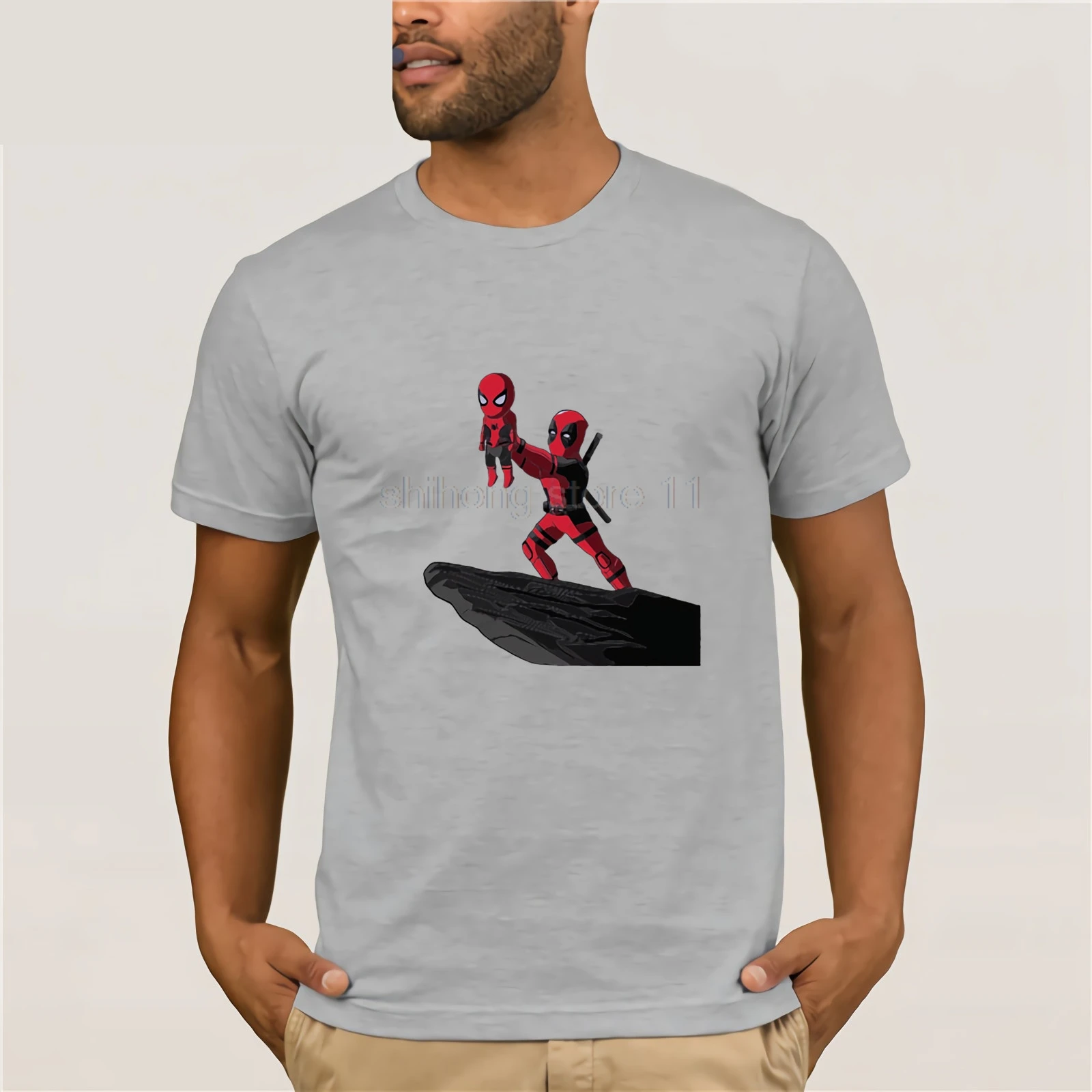 100% cotton cool funny deadpool printed men T shirt casual short sleeve o-neck for tops tees | Мужская одежда