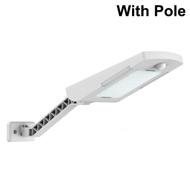 White With Pole 54 светодиодный беспроводной светильник на солнечной батарее с 3 режимами, уличный водонепроницаемый светильник на солнечной батарее, светильник безопасности для дома, стены, улицы, сада - Испускаемый цвет: White With Pole