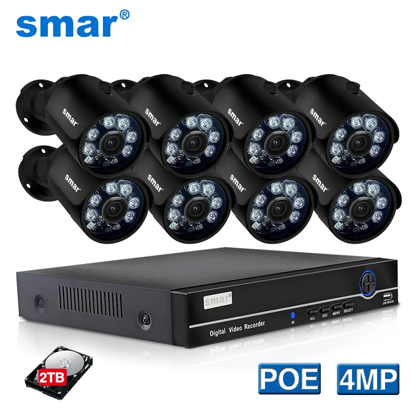 Камера SAR Super HD 8 каналов 4 МП POE NVR H.265 IP | Безопасность и защита