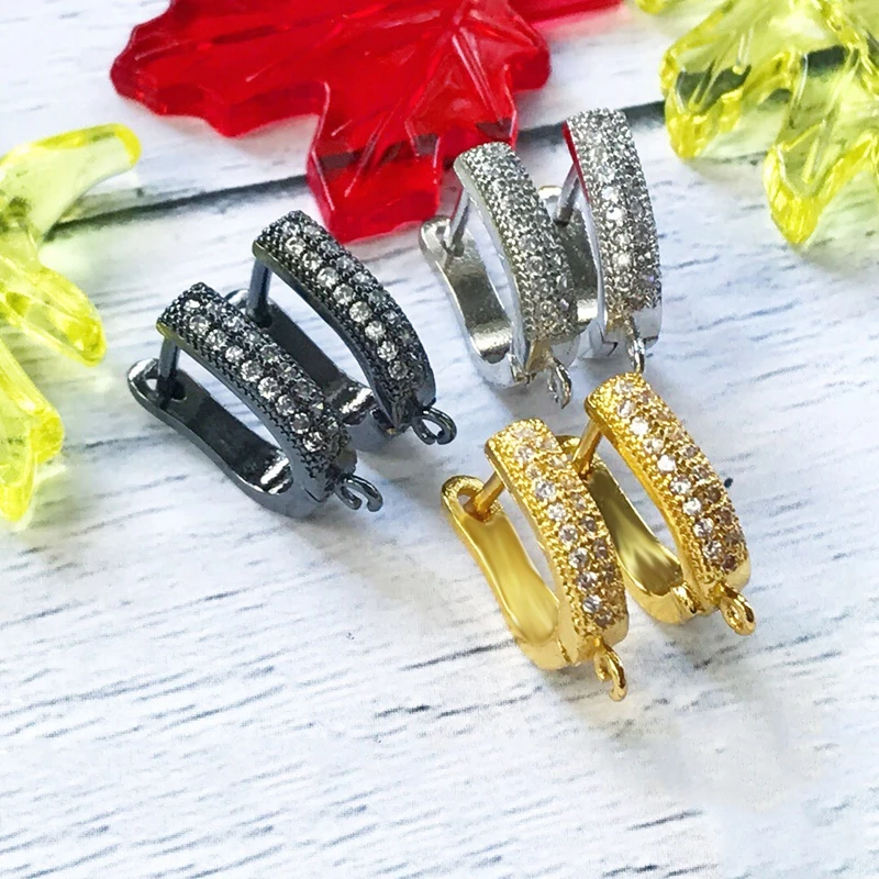 

Juya DIY Earrings Findings Gold/Silver Color Leverback Earring Hooks Handmade Clip Bails Clasp For Crystal Agate Earrings Making