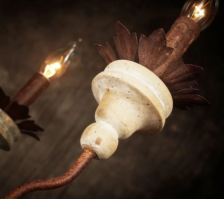 Винтажная деревянная люстра в стиле лофт | Лампы и освещение