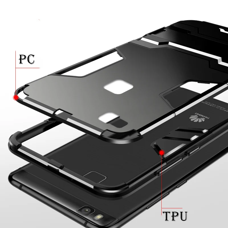 For Huawei P9 lite Case 2016 Soft TPU+PC Hybrid Shockproof Armor Cover Anti-Fall Edge Fundas for | Мобильные телефоны и