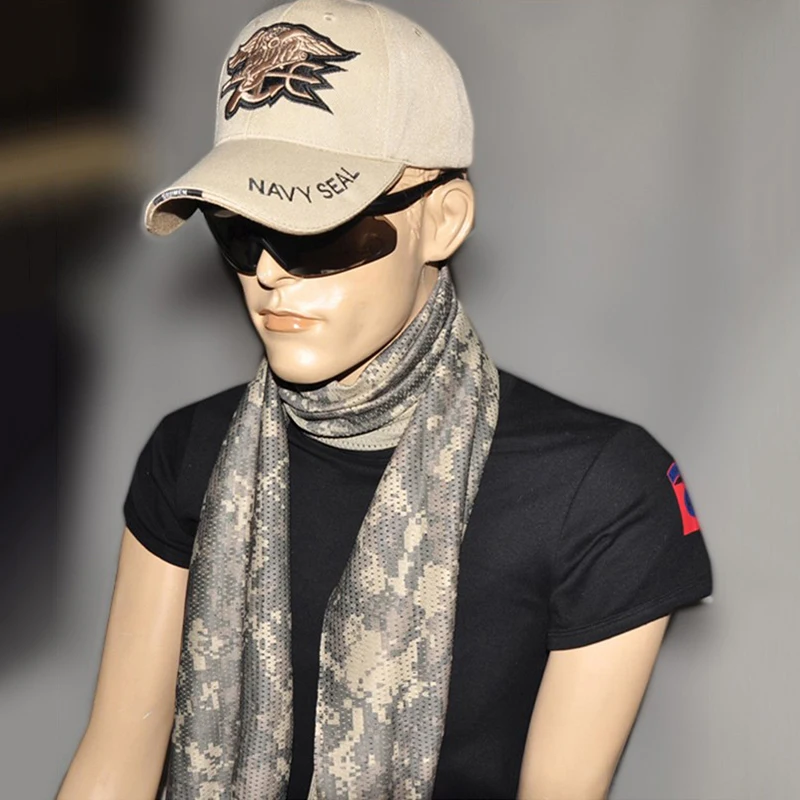 

S.ARCHON Military Camouflage Arab Scarves Men Jungle Camo Windproof Tactical Mesh Shawl Veil Paintball Airsoft Armt Combat Scarf