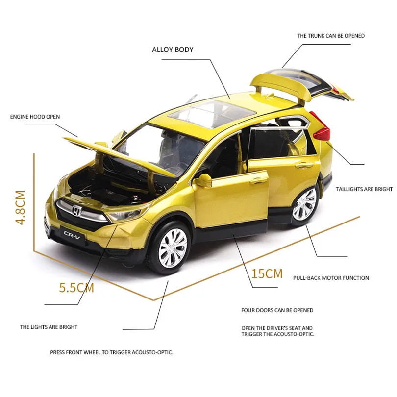 Модель супер-автомобиля CRV 1/32 детские игрушки из сплава с тяговым эффектом