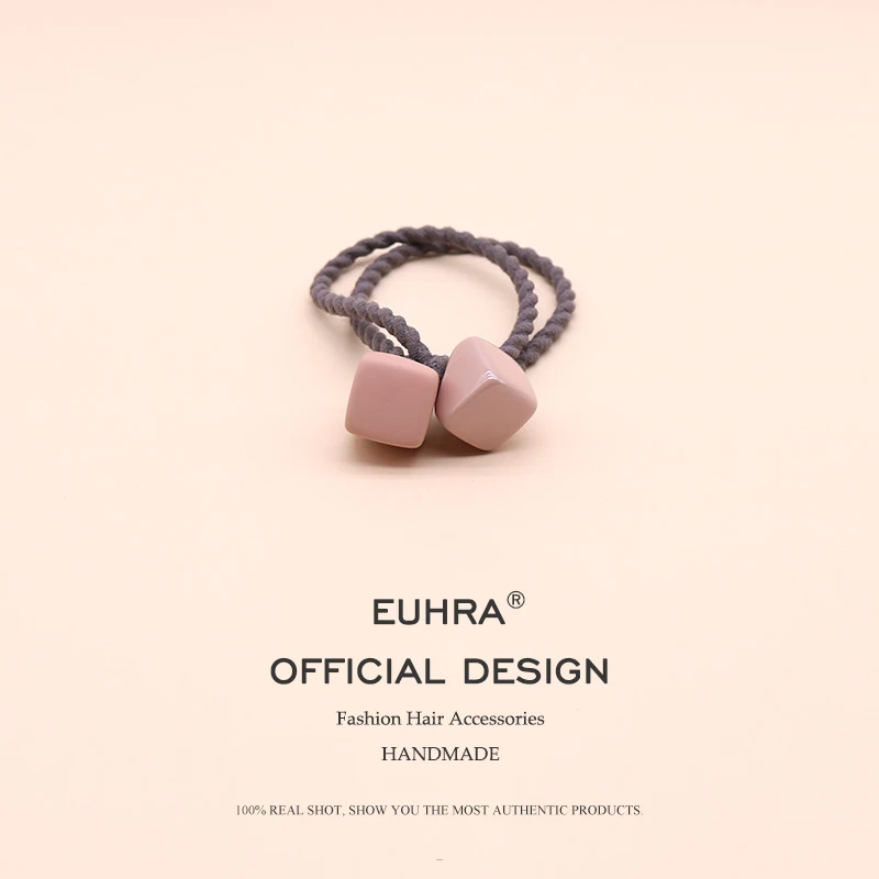 EUHRA 6 цветов эластичные резинки для волос, резинки, две квадратные глянцевые матовые повязки для волос для женщин и девочек, детские аксессуары для волос, резинка