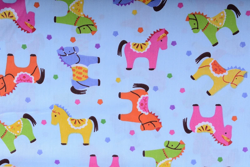 Half Meter 160*50cm Cute Horses Printed 100% Cotton Fabric for Children Bedding Sheets Pillows Twill Cloth Sewing Quilting | Дом и сад