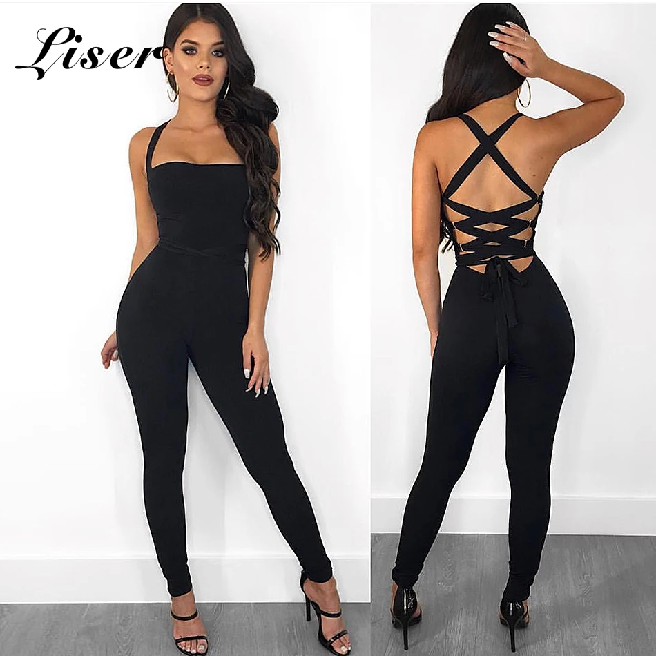Liser 2018 новые летние женские комбинезоны без бретелек на шнуровке бандажные
