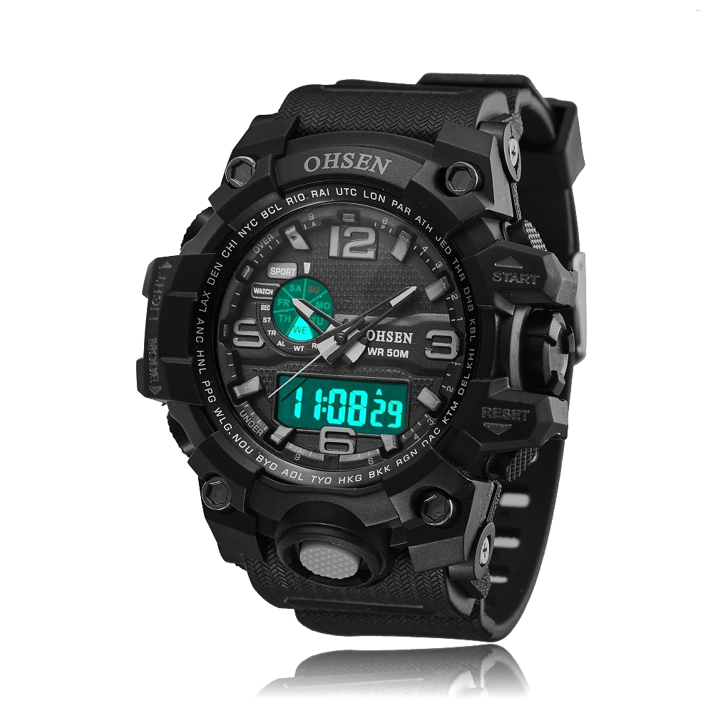OHSEN брендовые цифровые часы relojes para hombre мужские часы Кварцевые Relogio Masculino военные спортивные мужские повседневные наручные часы