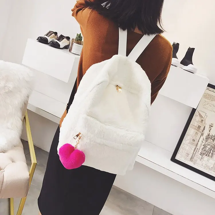 2018 новая зимняя модная плюшевая женская сумка через плечо KAWII Рюкзак Женская