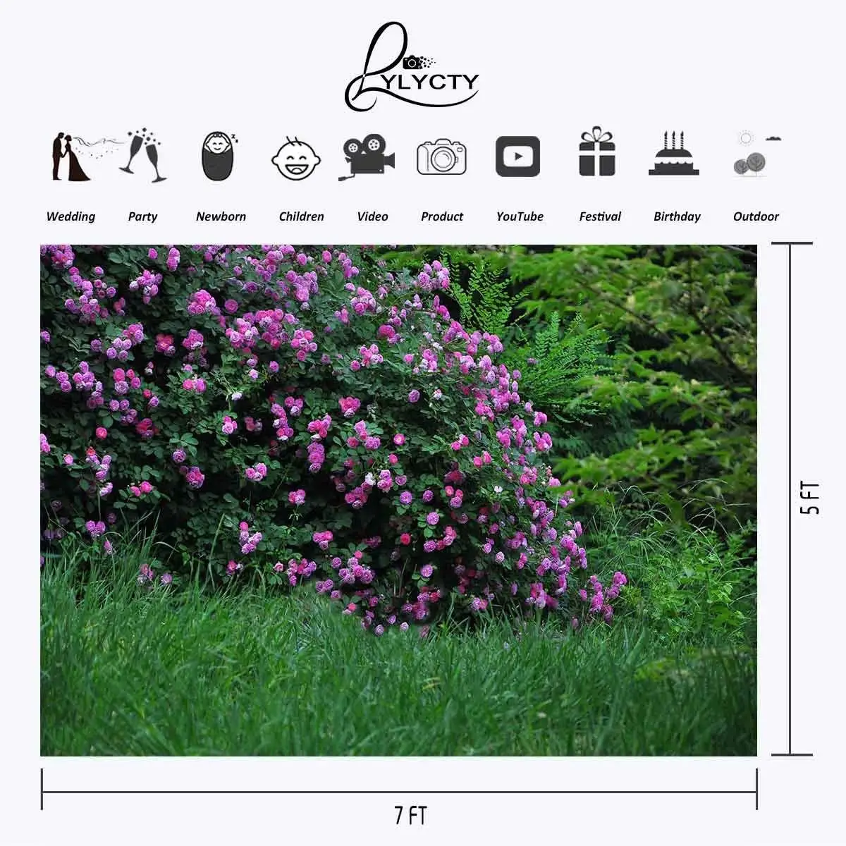 7x5ft Natural Scenery Backdrop Bouquets of Flowers Green Grass Photography Background and Studio Props | Электроника