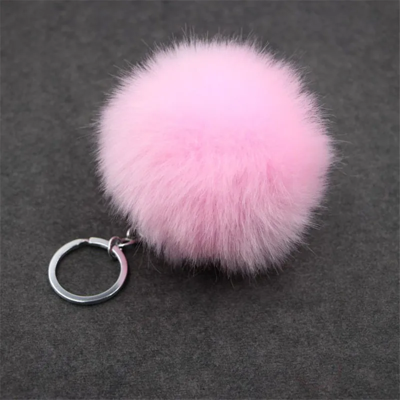 

2PCS/Lot Faux Fur Ball Pompon Key Chain Women Pompom Keychain Rabbit Fur Key ring Holder Trinket Female Gift Sleutelhanger