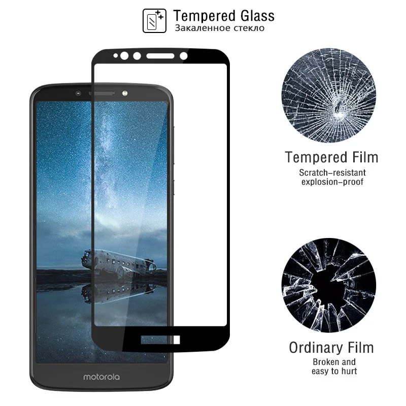 Полное стекло для Motorola E5 закаленное полное покрытие Plus защита экрана Передняя