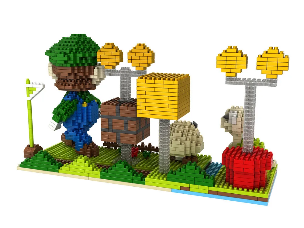 Micro Building blocks Cartoon Mario Model Toy Educational Bricks Anime Auction Figures Luigi Children Toys Kids brinquedos Gifts | Игрушки и
