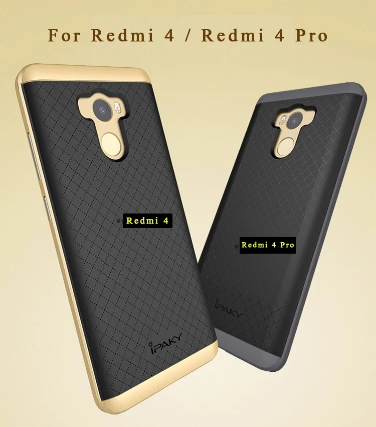 Чехол для Xiaomi redmi 4 4x, ipaky, Xiaomi redmi 4 pro, чехол, роскошный силиконовый защитный чехол на заднюю панель+ рамка из поликарбоната для redmi 4, чехол 5,0 дюйма