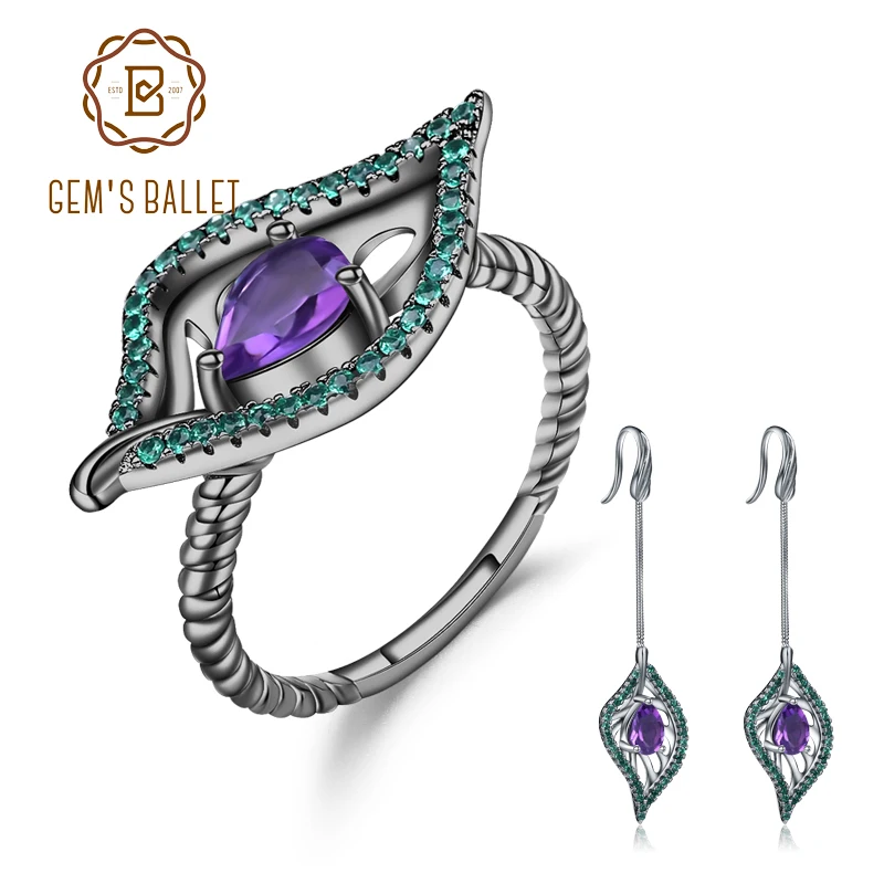 Женские винтажные готические украшения GEM'S BALLET Серебряные Серьги с
