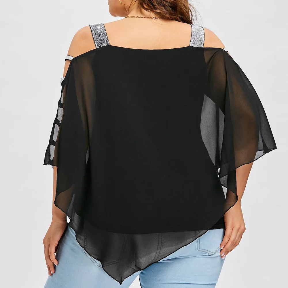 Сексуальная женская блузка, модная, размера плюс, 5 XL, лестничная огранка, асимметричная, без бретелек, топы, большого размера, без бретелек, майка, женская C25