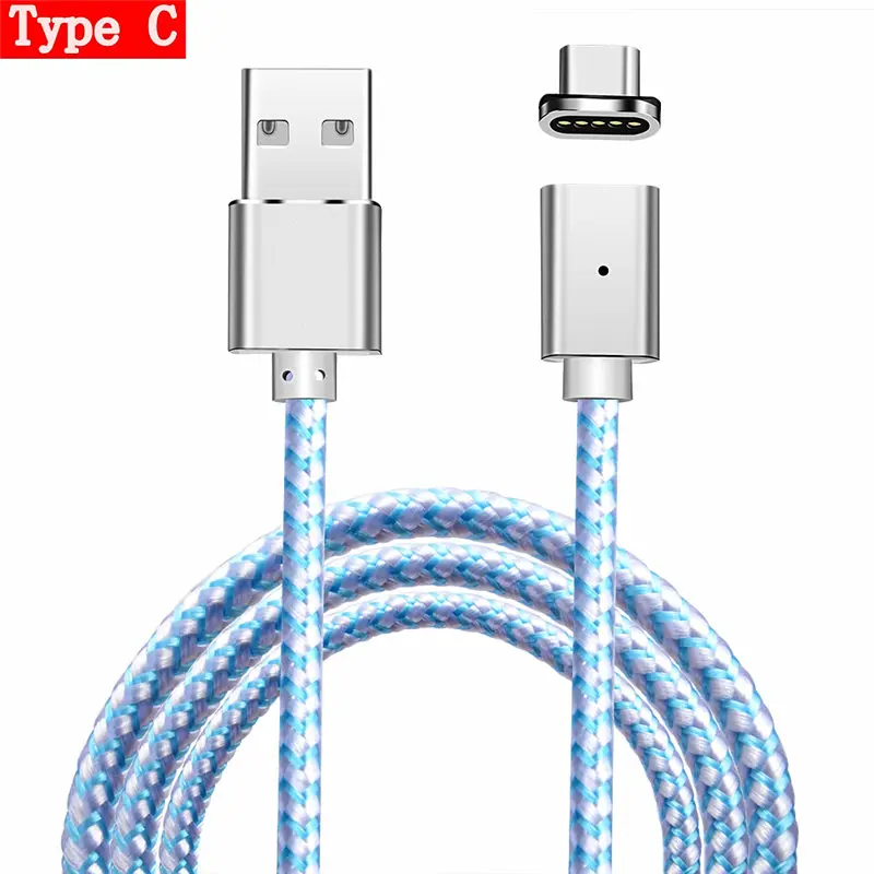 Магнитный кабель 3A 1 м Micro usb type C кабель для iPhone Быстрая зарядка usb type-C Телефон магнитное зарядное устройство для samsung Xiaomi huawei - Color: TypeC sliver
