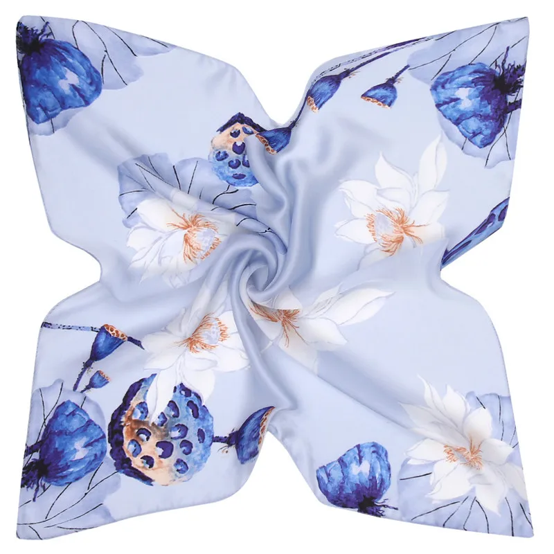 53 см Шелковый Атласный летний шарф в виде лотоса новые женские небольшие
