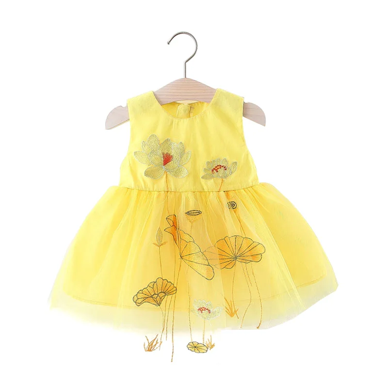 Embroidery Lotus Baby Girl Dress Summer Tulle Dresses Clothes A Line Toddler Princess Infant | Детская одежда и обувь