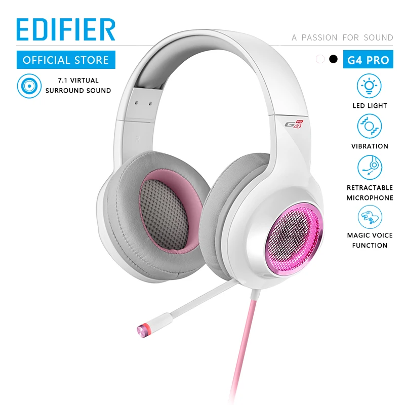 Игровая гарнитура EDIFIER G4 Pro со встроенным виртуальным 7,1 объемным звуком RGB подсветка Волшебная Голосовая функция выдвижной микрофон