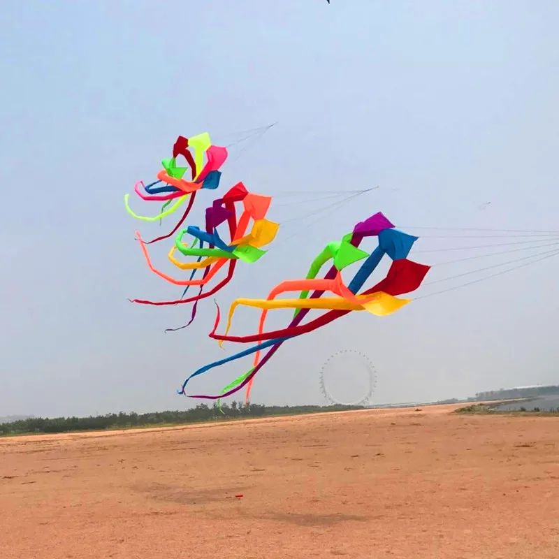 

free shipping high quality 6m rainbow windsock kite flying large kites adult kite reel ripstop nylon kite factory albatross 3d