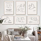 Картина на холсте Picasso Matisse Girl Bird Line, рисование на стену, скандинавские плакаты и принты, настенные картины для декора гостиной