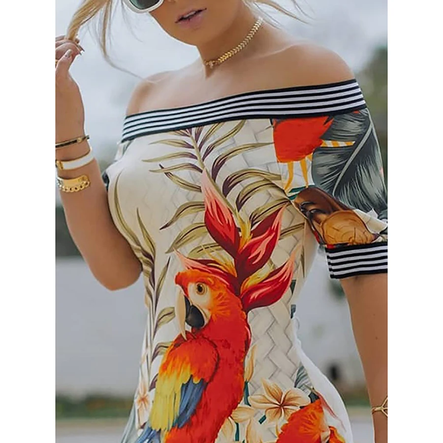 2019 Взрывные модели новое женское платье модное элегантное с принтом попугая