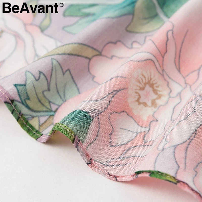 BeAvant элегантное женское платье в стиле бохо с цветочным принтом, короткие пляжные летние платья с v-образным вырезом, праздничные женские хлопковые платья