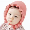 Spring Newborn Baby Hats Handmade Wool Ear Knitting Hats Monolayer Lotus Leaf Yarn Warmer Caps Kids Hats New Unisex 3