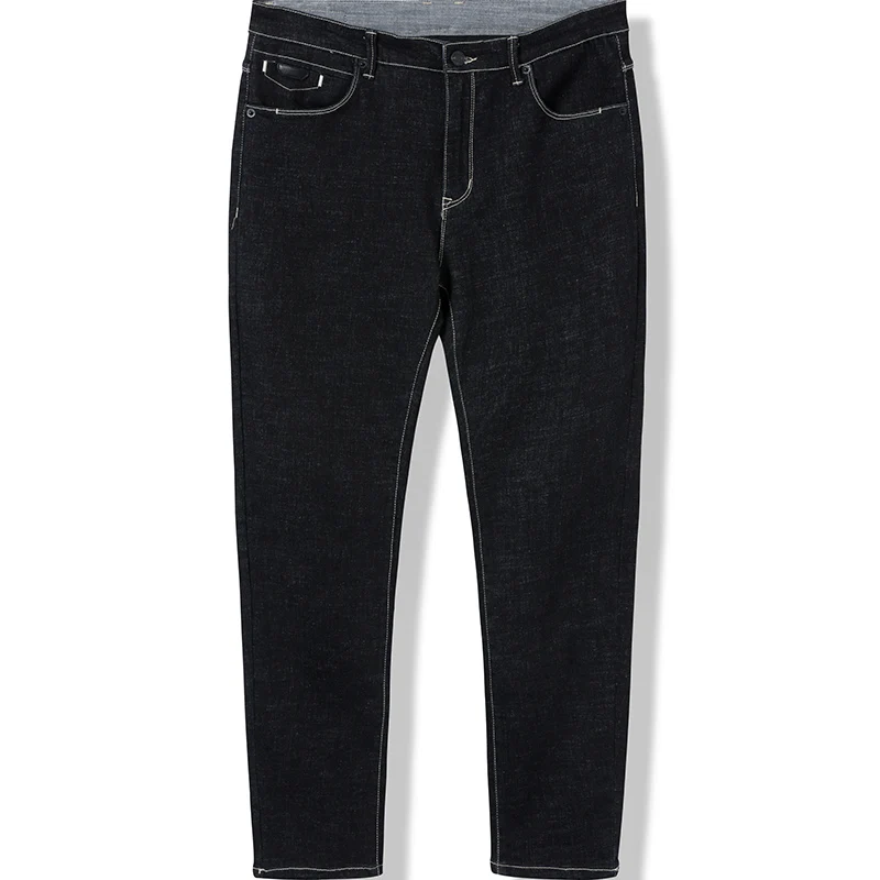 denim black thick Markless, плотные флисовые мужские джинсы, высокое качество, зимние теплые мужские джинсы, облегающие хлопковые джинсы для мужчин, NZA9003M - Цвет: denim black thick