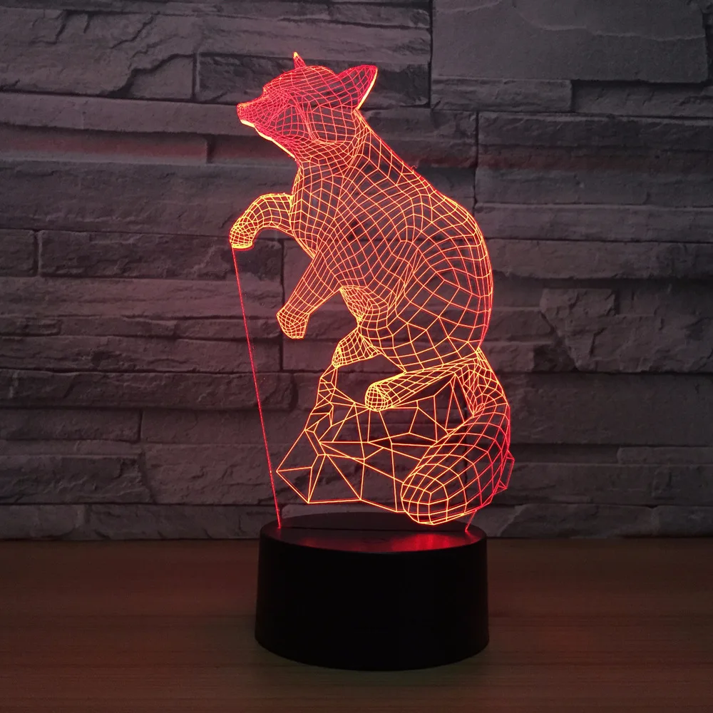 Fox Mouse 3d Light Night Creative Touch Control Colorful Led Lamp Usb Battery Fixtures Kids Room Home Decor | Ночники