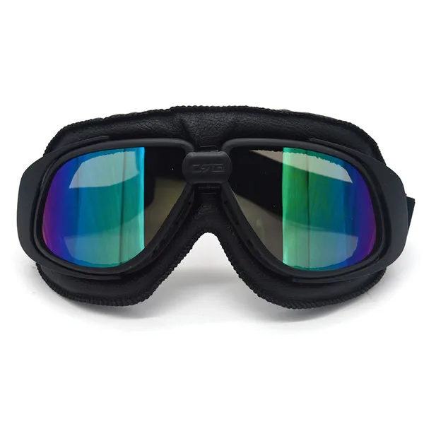 Blue lens MOOREAXE, винтажные мотоциклетные очки, гоночные очки, очки, очки пилота, ретро очки, коричневая оправа, шлем, солнцезащитные очки - Цвет: Blue lens