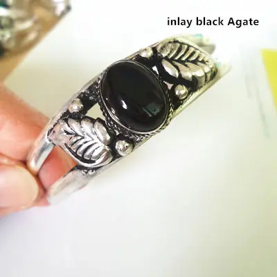 black Agate BB-399 непальский винтажный Открытый Браслет-манжета Медная Инкрустация различные бусы браслеты для девочек новое поступление - Окраска металла: black Agate
