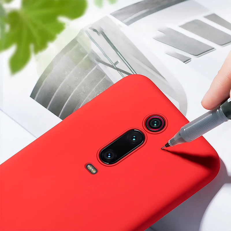 Чехол из жидкого силикона для Xiaomi Mi 9 T противоударный чехол телефона с ощущением