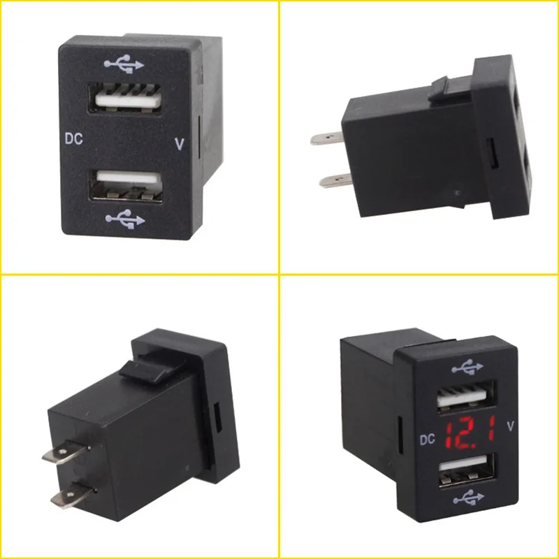 3.1A автомобильный разъем для зарядного устройства с двумя usb-портами, адаптер питания для зарядки телефона, светодиодный вольтметр, синий, зеленый, красный