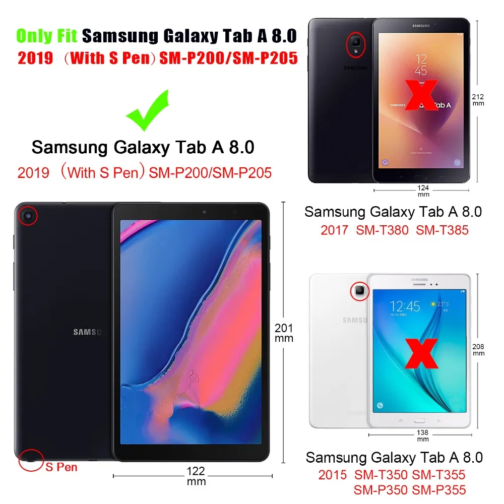 Чехол для планшета samsung galaxy tab A 8 0 2019 Galaxy Tab plus с S Pen SM P200 P205 P207 чехол|Чехлы планшетов