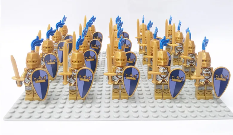 9802B 20PCS 20 шт./лот замок царства Красный Лев зеленый дракон Рыцари Синий Лев RIDER SOLIDER W щит и меч Блок Совместимые игрушки - Цвет: 9802B 20PCS